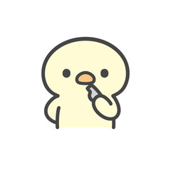 ホイッスルを吹くひよこの手書きイラスト　 © Nitomaru