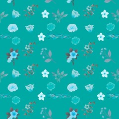 Fototapeta premium Untitled design - 1Dark Botanical Leaves and Berries Seamless Pattern
