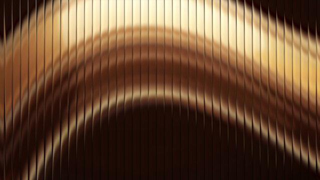 Close-up of a ribbed glass surface displaying fractal patterns and golden light reflections, ideal for abstract backgrounds, tech designs, and modern branding projects.