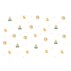 Seamless repeating pattern with cute colorful kids elements in playful cartoon style on soft pastel background for nursery textile and decorative design © viktoriia