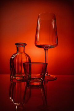 Minimalist silhouette of fluted glassware