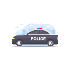 Modern police patrol car side view illustration, law enforcement concept © Suharno