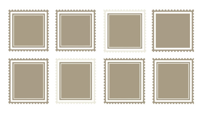 blank postage stamp frame set with perforated border and empty space offers a vintage design ideal for graphic resources or mock-up elements