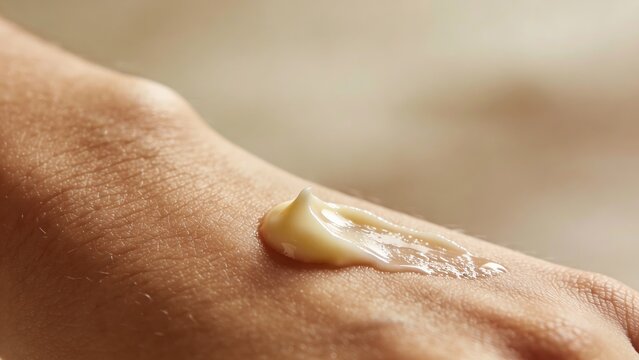 Macro shot of shea butter melting on dry skin showcasing hydration and natural skincare benefits