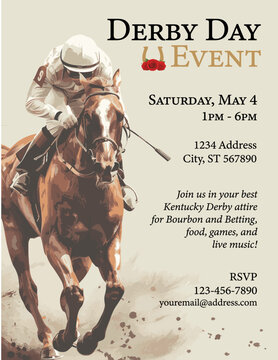 Derby Day Event Flyer &ndash; Horse Racing Party Invitation