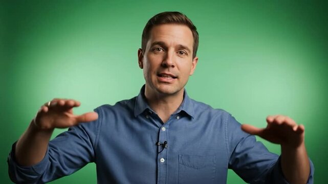 A man gesturing with his hands.