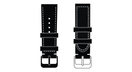 A detailed black watch strap design with a classic buckle showcasing minimalist form and striking silhouette high quality professional modern elegant © hasib
