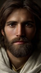 Fototapeta premium Captivating portrait of Jesus Christ in serene expression