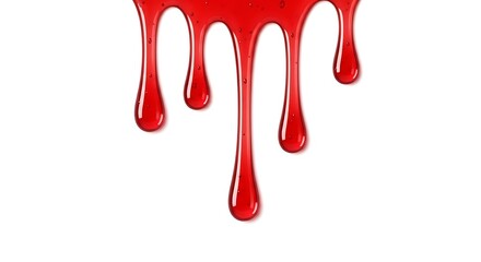 Vibrant red liquid dripping down a white background © imdad