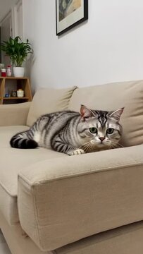 Short cat on the sofa