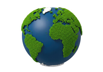 Fototapeta premium A stylized depiction of earth with green landmasses and blue oceans isolated on transparent background