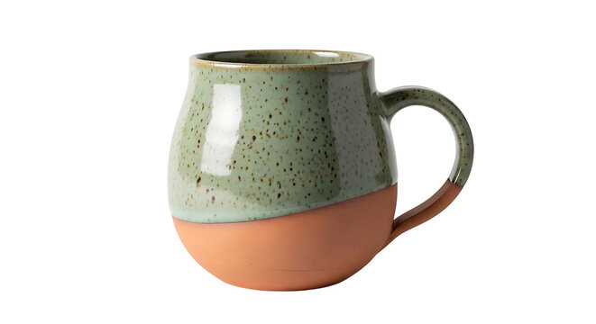 ceramic mug two tone speckled green terracotta handmade pottery features a rustic yet modern design perfect for cozy drinkware and home decor.
