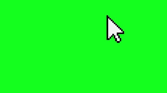 A classic white computer mouse pointer icon positioned on a vibrant green screen, symbolizing digital interaction and user interface elements, ideal for creative compositing projects