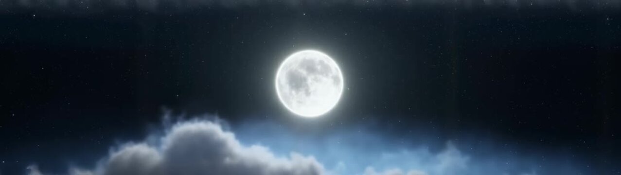 Moonlit night sky with clouds