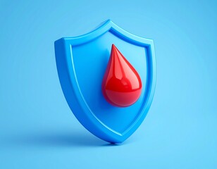 Fototapeta premium Health Insurance Protection Shield with Blood Drop Icon