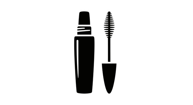 Black mascara tube and brush icon.