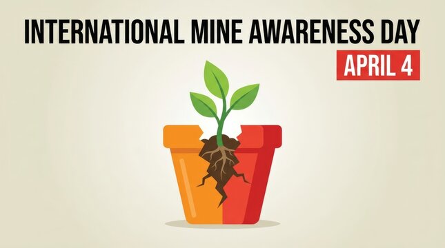 International Mine Awareness Day Plant Growing Through Broken Pot.
