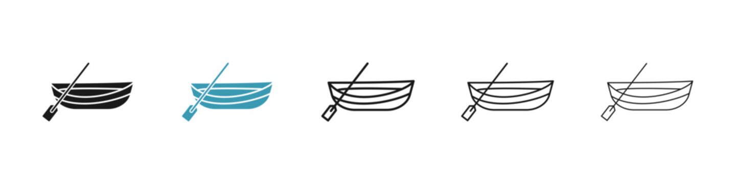 Wooden boat icon in flat style. Basic vector symbol illustration