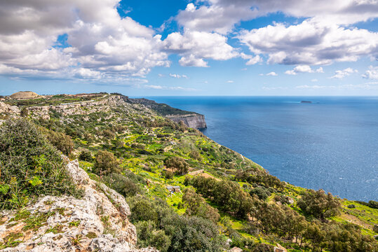 View at the Dingli Cliffs in Waterfront of Malta