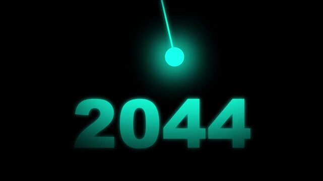 Modern 2044 text animation with spotlight beam in black scene,  futuristic New Year Innovation, Vision, Success and Business Growth Concept , Innovation 4k animation video.