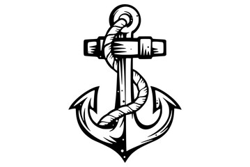 Naklejka premium Detailed vector illustration of a nautical anchor with rope wrapped around it