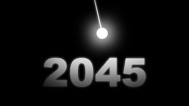 Modern 2045 text animation with spotlight beam in black scene,  futuristic New Year Innovation, Vision, Success and Business Growth Concept , Innovation 4k animation video.