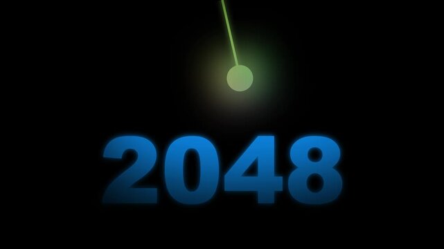 Modern 2048 text animation with spotlight beam in black scene,  futuristic New Year Innovation, Vision, Success and Business Growth Concept , Innovation 4k animation video.