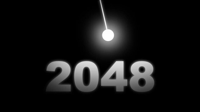 Modern 2048 text animation with spotlight beam in black scene,  futuristic New Year Innovation, Vision, Success and Business Growth Concept , Innovation 4k animation video.