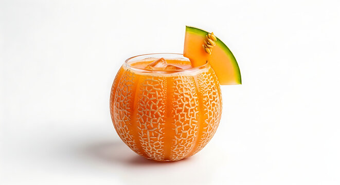 Melon juice in melon shape glass
