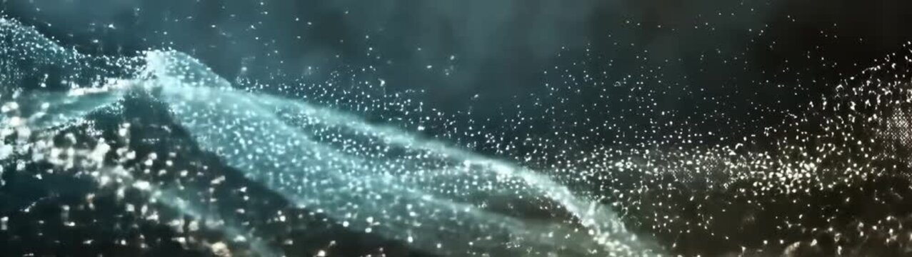 A close-up of a blue light show with a lot of sparkles