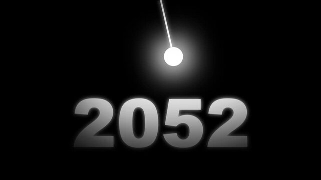 Modern 2052 text animation with spotlight beam in black scene,  futuristic New Year Innovation, Vision, Success and Business Growth Concept , Innovation 4k animation video.