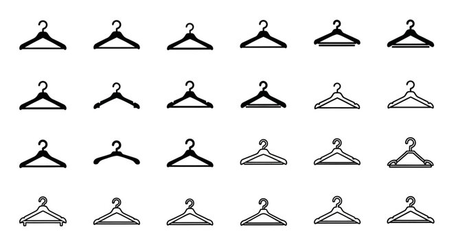 Collection of Various Clothes Hangers Icons Set