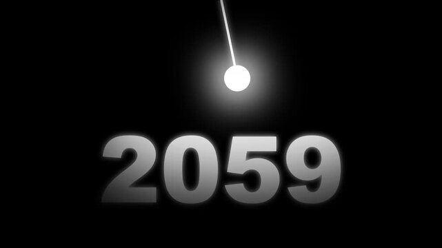 Elegant 2059 new year text animation with cinematic spotlight glow.