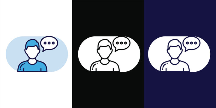 Customer Chat Support Icon &ndash; User Conversation & Messaging Flat Design