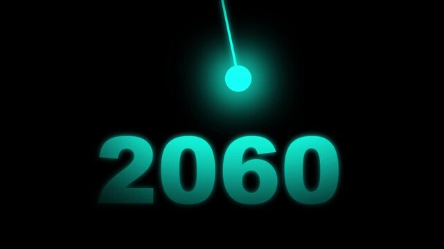 Elegant 2060 new year text animation with cinematic spotlight glow. 4k animation