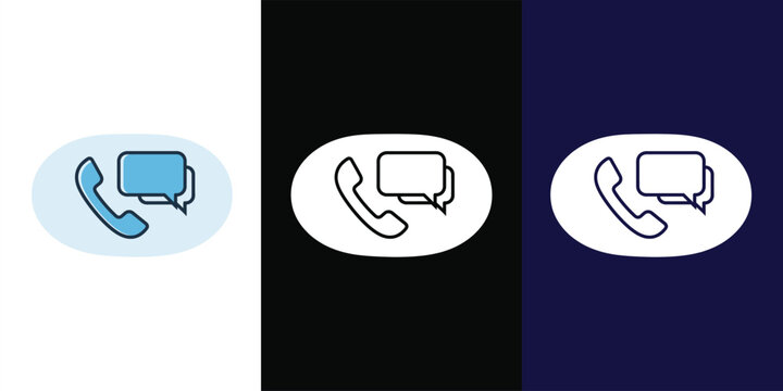 Phone Chat Communication Icon &ndash; Call & Message Conversation Flat Design