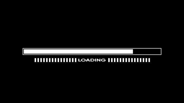 Black loading bar animation with progress indicator on dark background for digital and technology themes