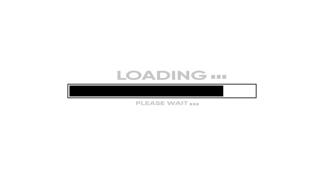 Animated loading screen with progress bar and please wait text black and white minimalistic for website and app usage