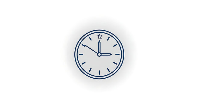 Simple line art clock face icon showing 3 o'clock, concept for time management and punctuality