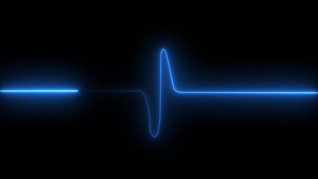 Glowing blue e k g heartbeat waveform pulsating on dark background modern futuristic medical healthcare technology visualization