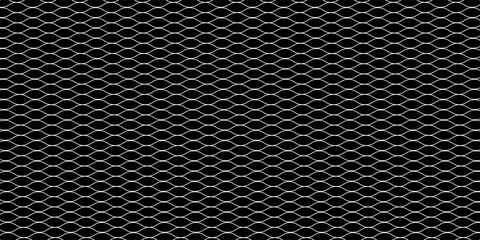 Fishing net seamless pattern. Soccer and football gates mesh. Fishnet texture. Basketball hoop and hockey net pattern. Sportswear texture. Chain link fence. Vector illustration on black background. © achmad