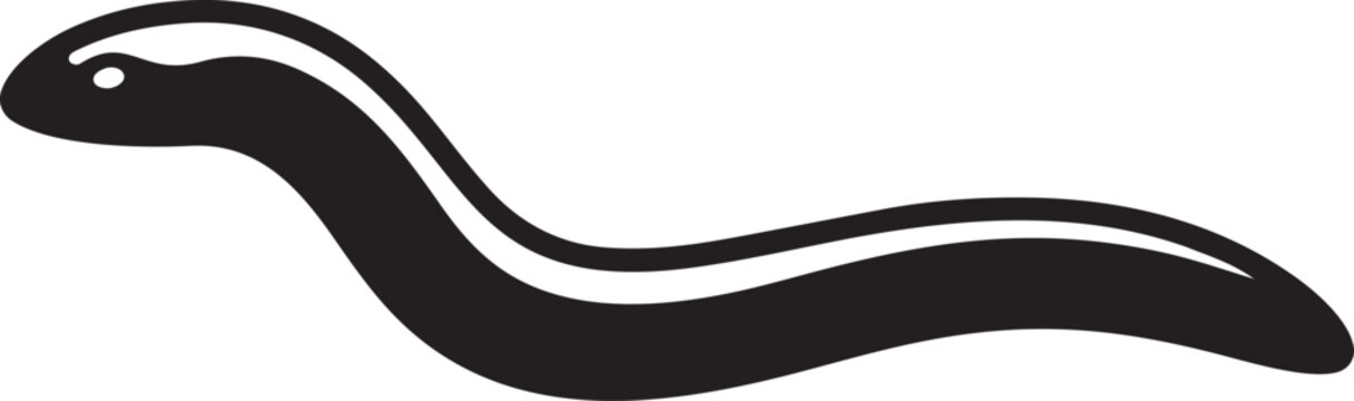 Black silhouette of a leech or worm simple vector illustration for medical or biology concepts isolated on white background