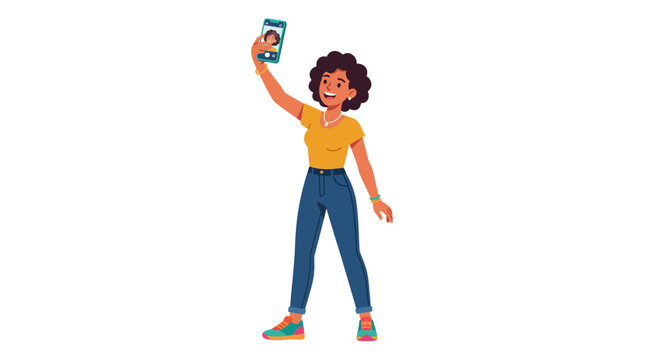 Young Woman Taking a Selfie with Her Smartphone.