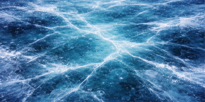 An abstract blue ocean water surface ripples with white foam waves under a summer sky horizon, capturing the natural motion of the sea tide