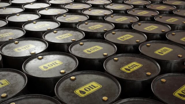 Endless Rows of Oil Barrels in Industrial Storage &ndash; Energy and Petroleum Concept