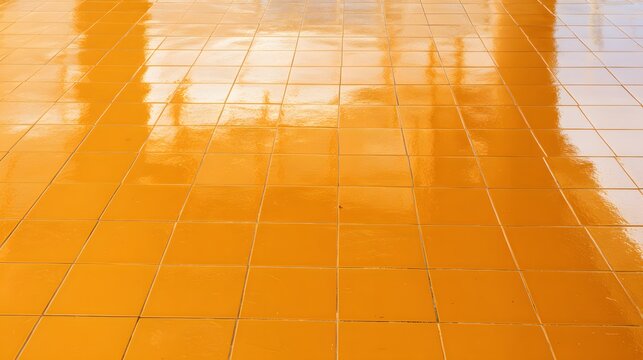 Warm orange tile floor pattern reflecting soft light modern design concept serene minimalist aesthetic