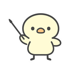 指示棒で説明するひよこの手書きイラスト　プレゼンテーション・会議・授業・教育・ビジネスコンセプトの素材 © Nitomaru