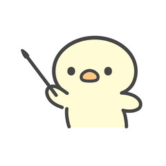 指示棒で説明するひよこの手書きイラスト　プレゼンテーション・会議・授業・教育・ビジネスコンセプトの素材 © Nitomaru