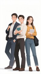 Obraz premium Three people standing with books