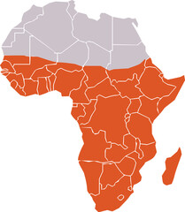 Sub-Saharan Africa Countries Highlighted on Africa Map Vector © Griffin9678